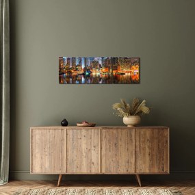 Tablou cu Manhattan noaptea (cu ceas) (90x30 cm)