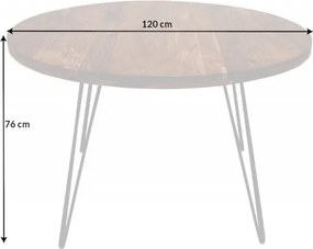 Masa rotunda design industrial vintage Scorpion 120cm, salcam natur