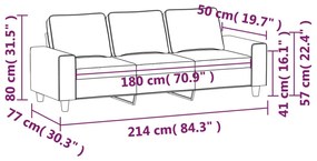 Canapea cu 3 locuri, gri taupe, 180 cm, tesatura microfibra Gri taupe, 214 x 77 x 80 cm