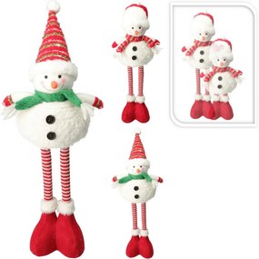 Snowman standing with green scarf, telescopic legs, 57 cm