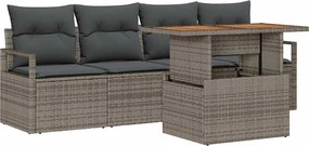 vidaXL Set de canapele pentru grădină cu pernă Manual 5 pcs Gri