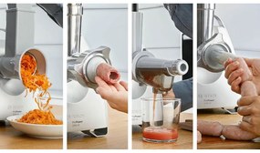 Mașină de tocat carne Bosch MFW68660, 2200W, atașament pentru roșii și cârnați, invers, 4,3 kg/min, Inox