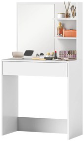 HOMCOM Coafare cu oglindă, masă de machiaj cu sertar și rafturi, pentru dormitor, 75l x 40l x 137H cm, alb | Aosom Romania