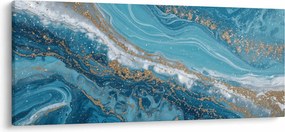 Tablou - Marmură bleu cu aur I. (120x50 cm)