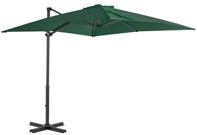 Umbrela suspendata cu stalp din aluminiu, verde, 250x250 cm
