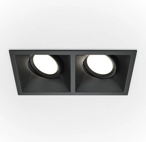 Corp incastrabil cu 2 spoturi directionabile design tehnic Dot negru