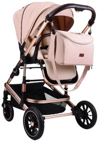 Carucior 2 in 1 reversibil, compact și pliabil, cu geanta inclusa, 0-36 luni - CPC-64-crem