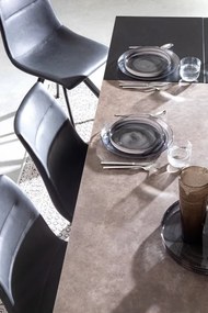 Masa dining extensibila pentru 10 persoane maro/negru din ceramica si MDF, 160-220 cm, Briva Bizzotto