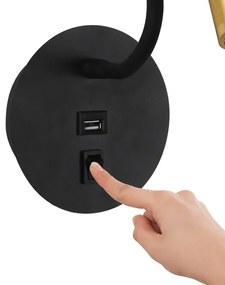 Lampă LED flexibilă de perete cu port USB Brilagi MAYA LED/3W/230V negru/auriu