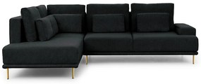 Canapea de colț pentru camera de zi Nicole L Stânga - Negru Vogue 18/picioare aurii