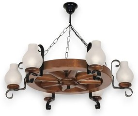 Candelabru rustic fabricat manual din lemn Roata 6L