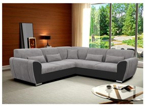 Colțar extensibil VISEU, formă L, cu spațiu de depozitare, pe partea dreaptă, gri/negru