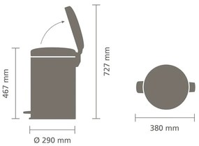 Cos cu pedala Brabantia NewIcon 649044, 20 L, Inchidere lina, Baza antiderapanta, Galben
