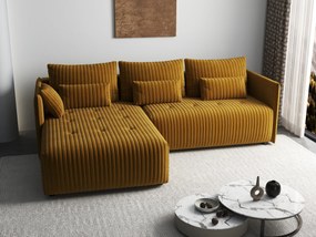 Colțar extensibil dumonde cu ladă de depozitare si sezut confortabil din spuma high-density, Malta Ambience Mustard 235x185 cm