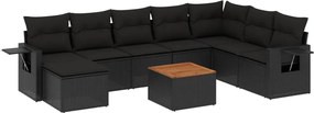 vidaXL Set mobilier de grădină cu perne, 9 piese, negru, poliratan