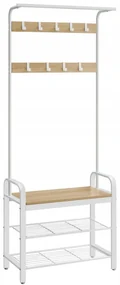 Perete de hol metalic PURE 183 cm, crem/stejar sonoma