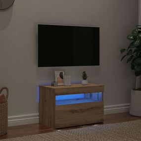 vidaXL Dulap TV cu LED stejar artizanal 60x35x40 cm lemn prelucrat