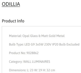 Aplica de perete design modern decorativ ODILLIA
