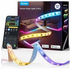 Bandă LED RGBWWIC dimabilă Govee Strip Light 2 Pro 5m Wi-Fi Matter