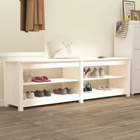 Banca pentru pantofi, alb, 160x36,5x50 cm lemn masiv pin 1, Alb
