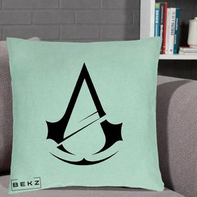 Perna Personalizata Assassin's Creed Minimalist, 40x40 cm, Verde Menta, Husa Detasabila, Perna Inclusa, BEKZ®