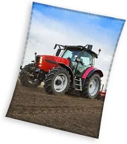 Tractor Red coral fleece pătură polară 130x160cm