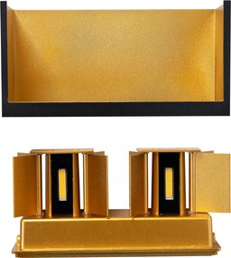 Aplică de perete exterioară neagră cu auriu incluzând LED 4 lumini IP54 - Edwin