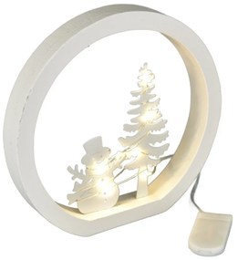 Decorație LED de Crăciun Om de zăpadă, diametru 15cm, alb cald