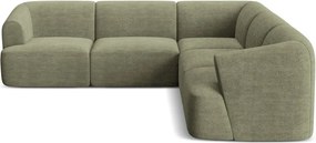 Colțar verde cu tapițerie din catifea reiată Campi – Cosmopolitan Design