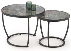 Set 2 buc. măsuțe de cafea Inesz (marmură verde + negru). 1092447