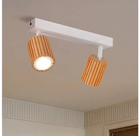 Brilagi - Spot MODERN WOOD 2xGU10/8W/230V lemn de cauciuc/alb