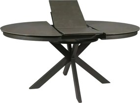 Masa rotunda extensibila 120 cm PORTO, gri inchis/negru mat, sticla se