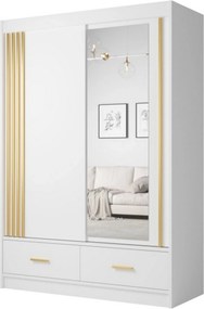 Dulap CANADA CA25-150, alb/auriu, PAL, cu 2 usi si 2 sertare, 150x60x2