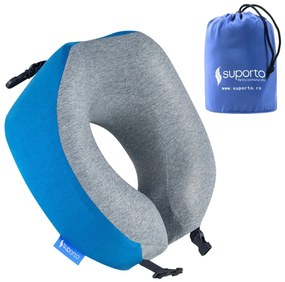 Perna de calatorie Suporto Travel Companion. Perna voiaj din spuma cu memorie, Albastra