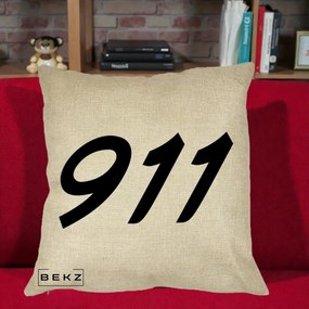 Perna Personalizata 911 Bold, 40x40 cm, Crem, Husa Detasabila, Perna Inclusa, BEKZ®