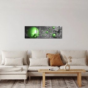 Tabloul bilelor verzi abstracte (cu ceas) (90x30 cm)