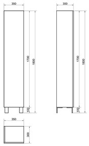 Dulap coloana Cersanit, City, cu o usa, 180 cm, stejar