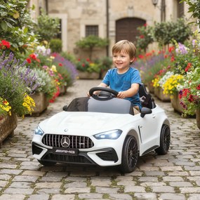 AIYAPLAY Mașină electrică copii Mercedes AMG CLE 53 12V 2 motoare telecomandă parentală 2,4G 99 x 55 x 43 cm alb | Aosom Romania