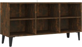 vidaXL Comodă TV, picioare din metal, stejar fumuriu, 103,5x30x50 cm