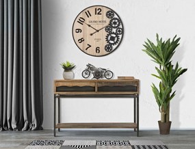 Ceas decorativ maro/negru din MDF si metal, ∅ 60 cm, Grand Mauro Ferretti