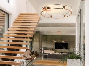 Lustra LED aplicata design ultra-modern, dimabila cu telecomanda, 80cm Colette auriu roze