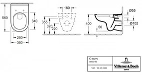 Pachet vas WC rimless suspendat + bideu suspendat, Villeroy&amp;Boch O.novo, cu capac WC inchidere lenta, 5660HR01+54600001