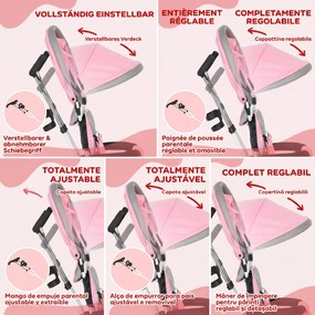 HOMCOM Tricicletă pentru Copii cu Mâner, 95x50x106 cm, Roz | Aosom Romania