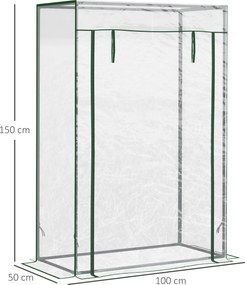 Outsunny Seră pentru Balcon cu Ușă Rulabilă, 100x50x150 cm, Transparentă | Aosom Romania