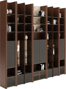 Bibliotecă lemn masiv Domo, 366 × 45 × 345 cm