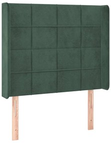 3119613 vidaXL Tăblie pat cu aripioare verde închis 83x16x118/128 cm catifea