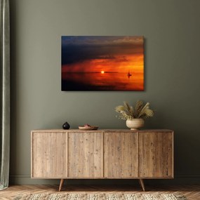 Tabloul apusului de soare cu barca (90x60 cm)