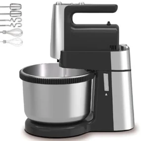 Mixer cu bol Royalty Line cu bol RL-HM19015, 700W, 6 palete, 3 L, Turbo, 5 viteze, Negru/Inox