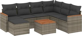 vidaXL Set canapele de grădină cu perne, 8 piese, gri, poliratan
