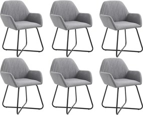 vidaXL Scaune de sufragerie, 6 buc., gri deschis, material textil